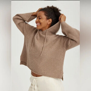 Nap loungewear ribbed cashmere sweater/hoodie women’s size small neutral tan